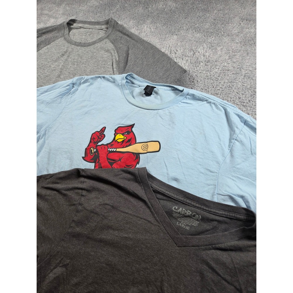 Bundle Carbon Mens V-Neck T-Shirt‎ Charcoal Gray Heather Short Sleeve Size Large